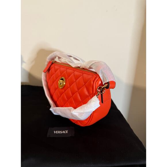 versace lamb skin quilted gold medusa coral crossbody bag - Picture 5 of 8